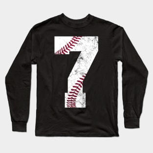 Kids 7th Birthday Shirt Baseball Boys Kids Seven 7 Seventh Gift Long Sleeve T-Shirt